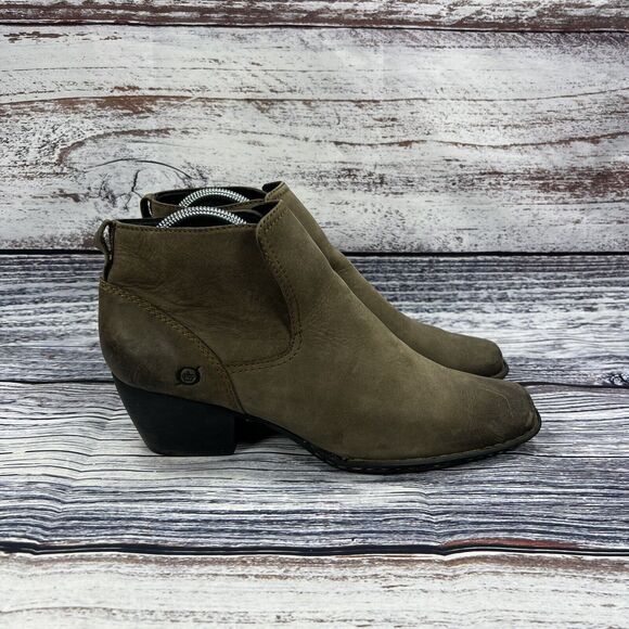 Born Rascal Brown Leather Square Toe Western Ankle Booties, Women’s size 10 - Picture 1 of 10